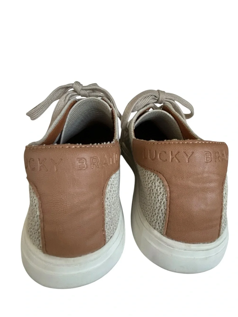 Lucky Brand Leigan  Two Tone Knit Woven Sneaker in Stucco Women Size 10